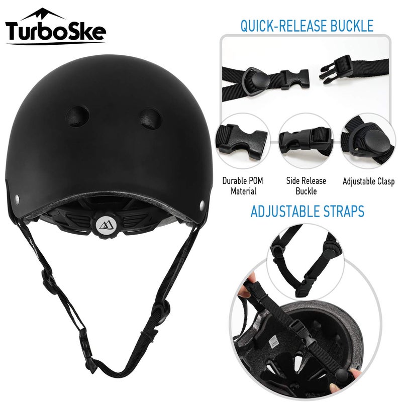TurboSke خوذة التزلج TurboSke خوذة BMX خوذة دراجة متعددة الرياضات للأطفال والشباب والرجال والنساء (أسود S/M (20.5""-22.8")) - Image 5